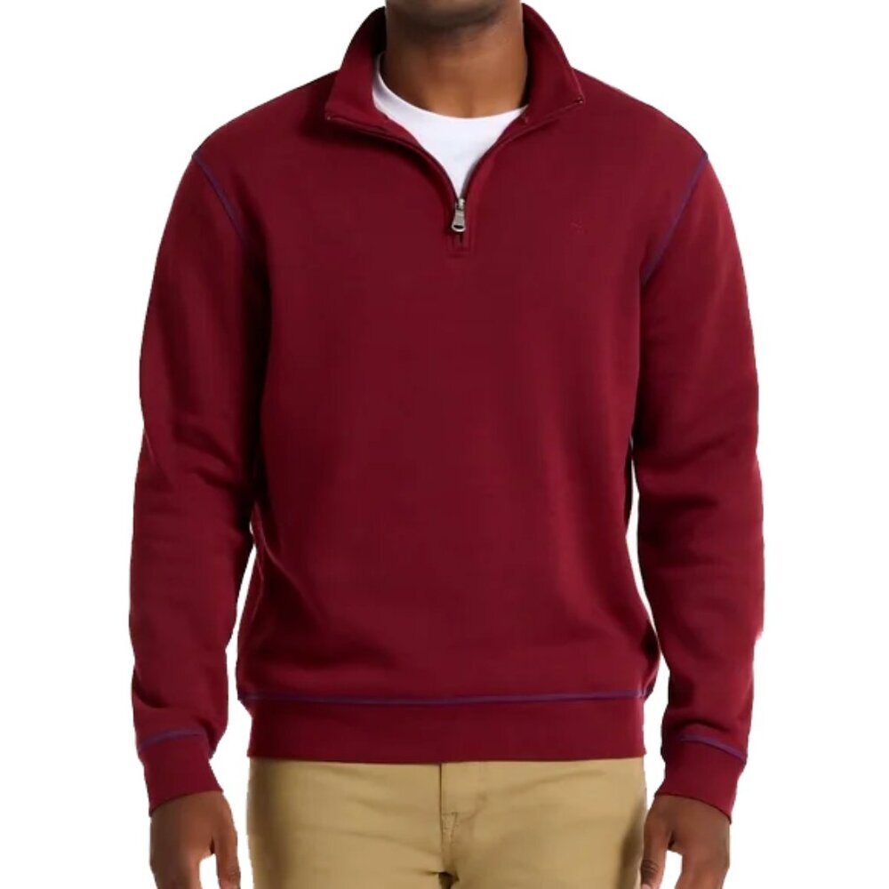 NWT Robert Graham Men’s Fulham Quarter Zip Maroon Sweater Pullover XL